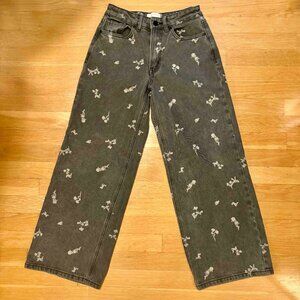bohme Gray Jeans with Flower Pattern
